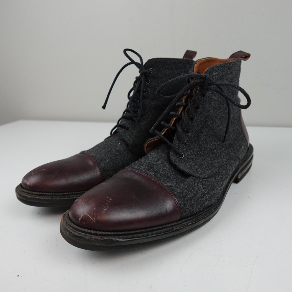Taft Livingston Boots Mens 11 Gray Burgundy Leather Cap Toe Spain